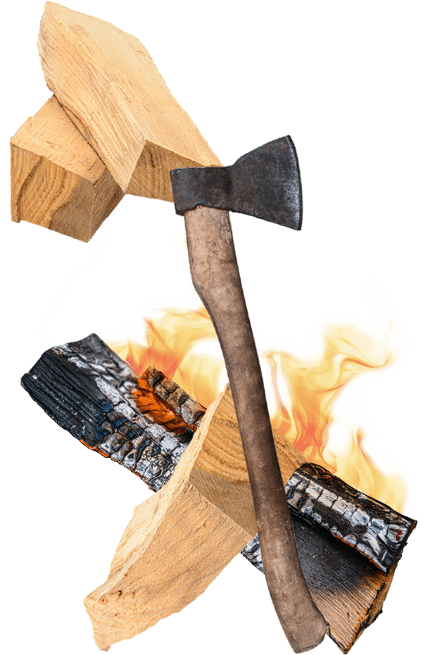 Brennendes Holz Holzscheit Feuer Axt Artwork Holzherrschaft